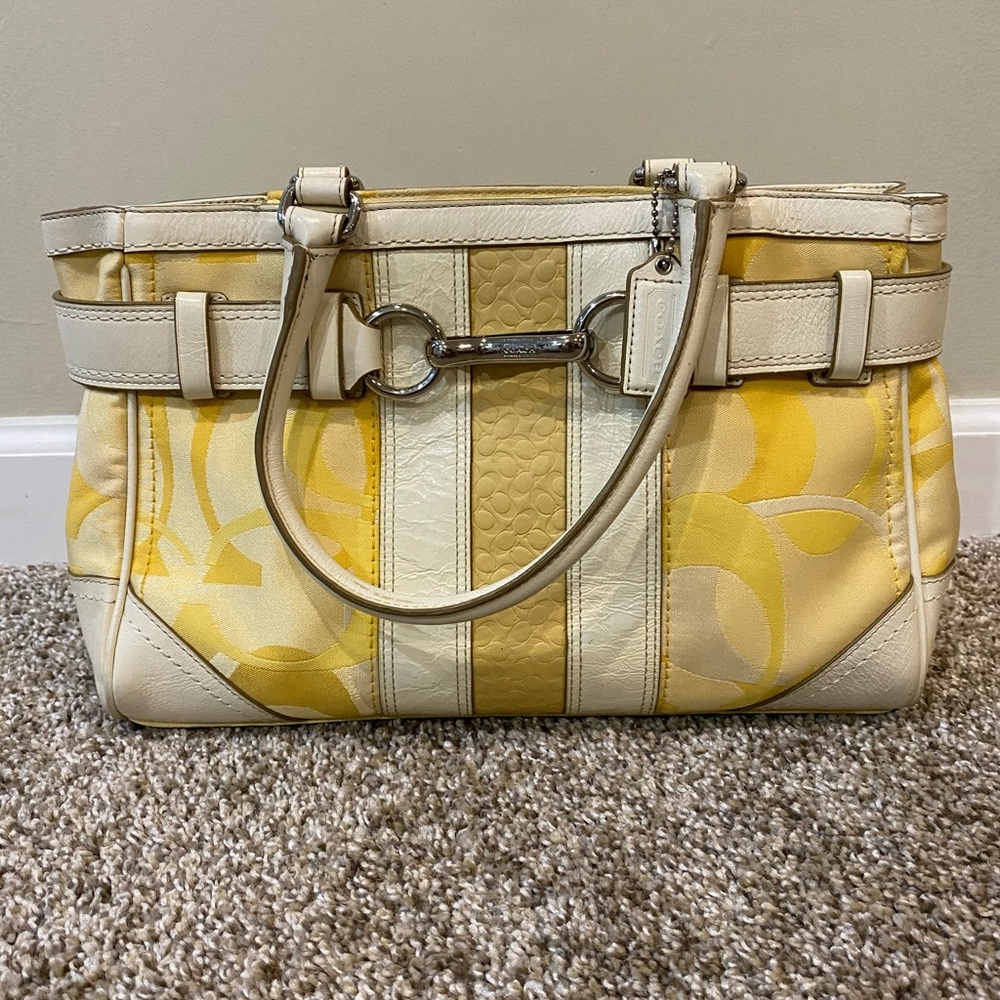 Coach F13337 Hamptons Optic Signature Stripe Bag